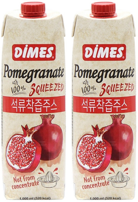 디메스 석류 착즙 주스, 1L, 2개