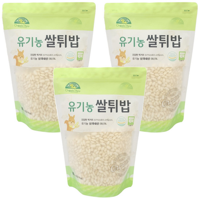 유아용 오가닉스토리 유기농 쌀튀밥, 쌀, 3개, 80g