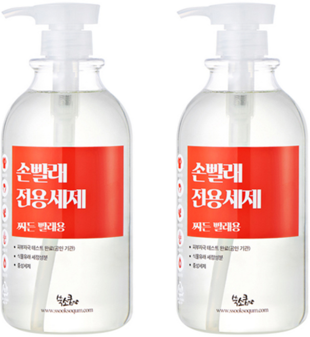 쑥소쿰 손빨래 전용세제 찌든빨래용 본품, 1L, 2개