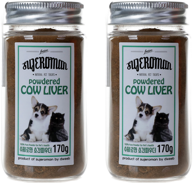 SUJEROMAN 반려동물 파우더 간식, 소간, 170g, 2개