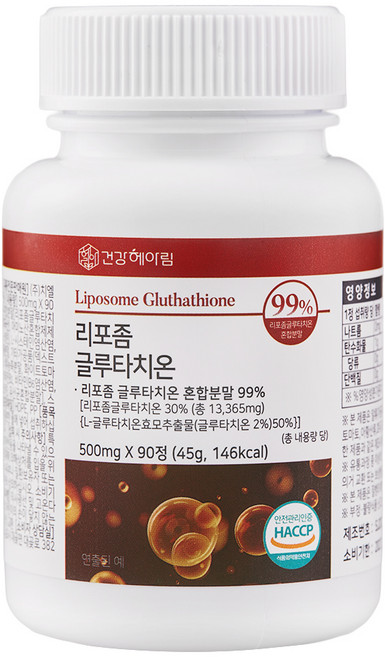 Geonganghearim 飽滿脂質體穀胱甘肽 脂質塗層 45g, 1個, 90錠