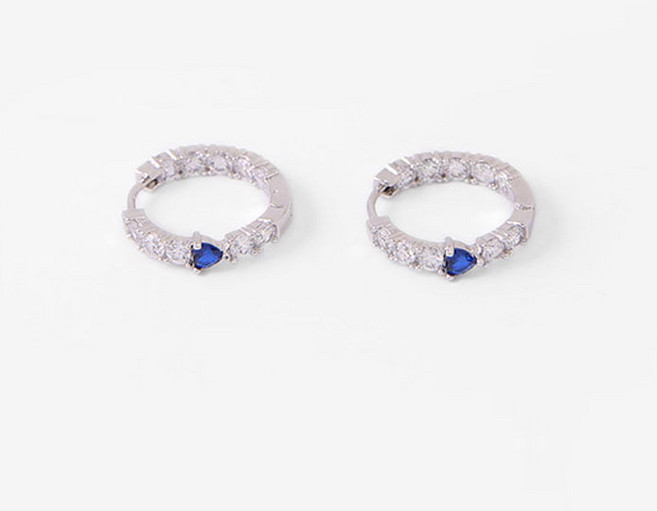 쥬디앤폴 여성용 루디아 사파이어 블루 크리스탈 링 귀걸이