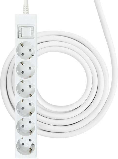 원스탑 굵은선 고용량 과부하차단 스위치 멀티탭 6구, 2m, 화이트, 1개