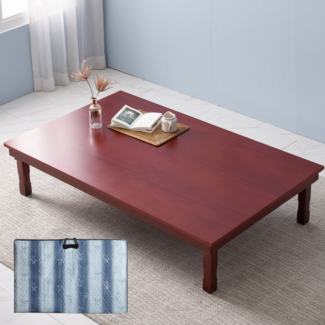 조은세상 국내제작 전통수공예 특대형 1500 교자상 + 누빔 상커버 세트 고객직접설치, 샤벨레드(교자상), 블루(상커버)