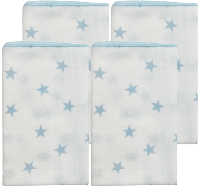 Simba 小獅王辛巴 極柔感印花紗布澡巾, 好自藍, 4條