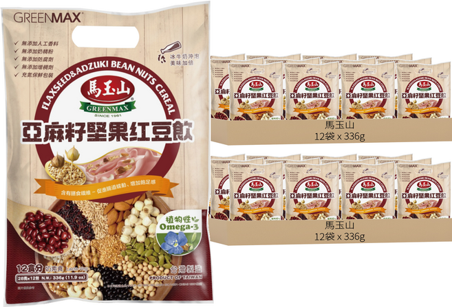 馬玉山 亞麻籽堅果紅豆飲, 336g, 24袋