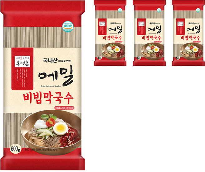봉평촌 메밀 비빔 막국수, 600g, 4개