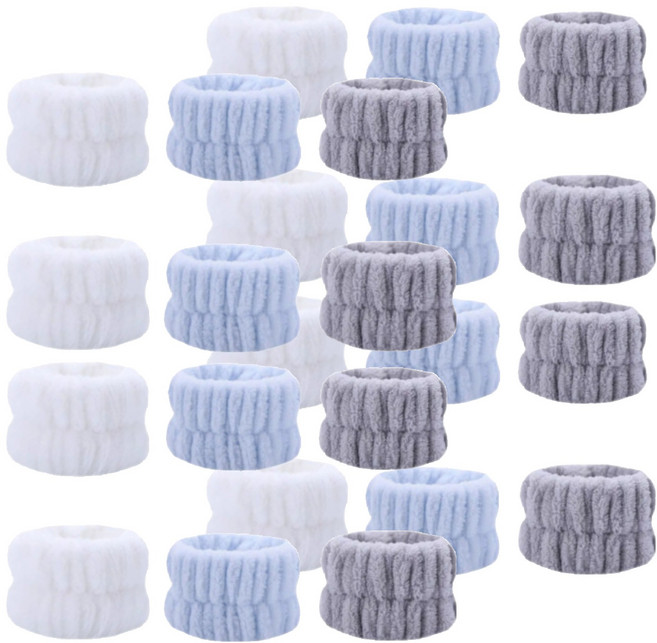 쿠캐치 손목 물 흐름방지 부드러운 손목 세안밴드, 24개, 블루, 그레이, 화이트