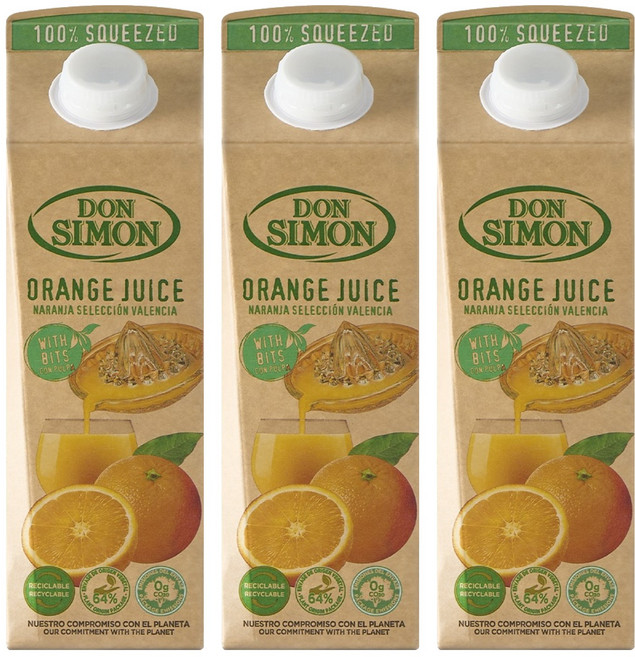 돈시몬 착즙 오렌지 주스, 1L, 3개