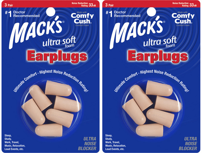 Macks 소프트 폼 울트라소프트 소음방지 이어플러그 6p, 2개, 3쌍