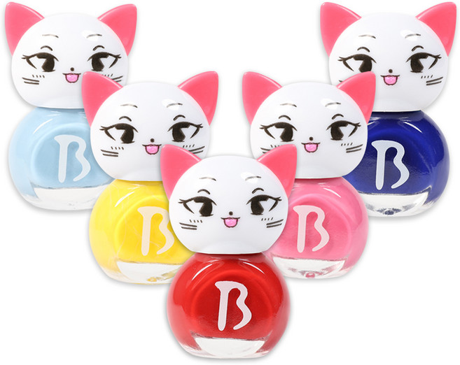 바블리 냥이 어린이 매니큐어 5종 세트, 레드핑 + 옐로핑 + 하늘핑 + 핑크핑 + 블루핑, 1개