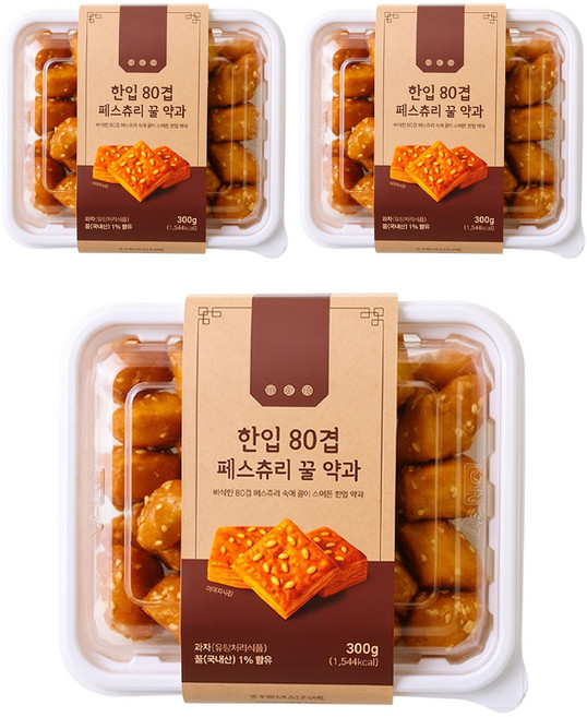 한입 80겹 페스츄리 꿀약과, 3개, 300g
