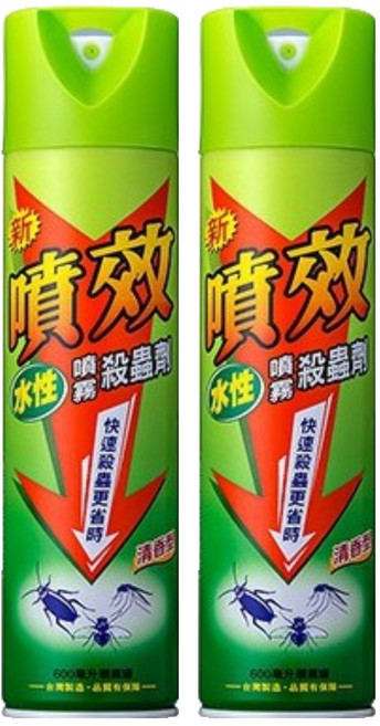 噴效 水性噴霧殺蟲劑 清香型, 600ml, 2瓶