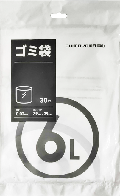 SHIMOYAMA 抽取式加厚款平口垃圾袋/廚餘袋, 6L, 30個, 1袋