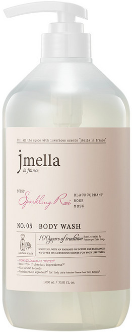 제이멜라 인 프랑스 스파클링 로제 바디 워시 프루티 로즈향, 1L, 1개