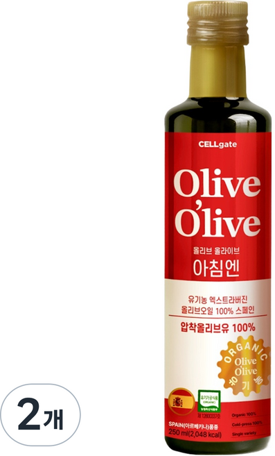 Cellgate Olive All Live 早餐有機特級初榨橄欖油 西班牙, 2個, 250ml