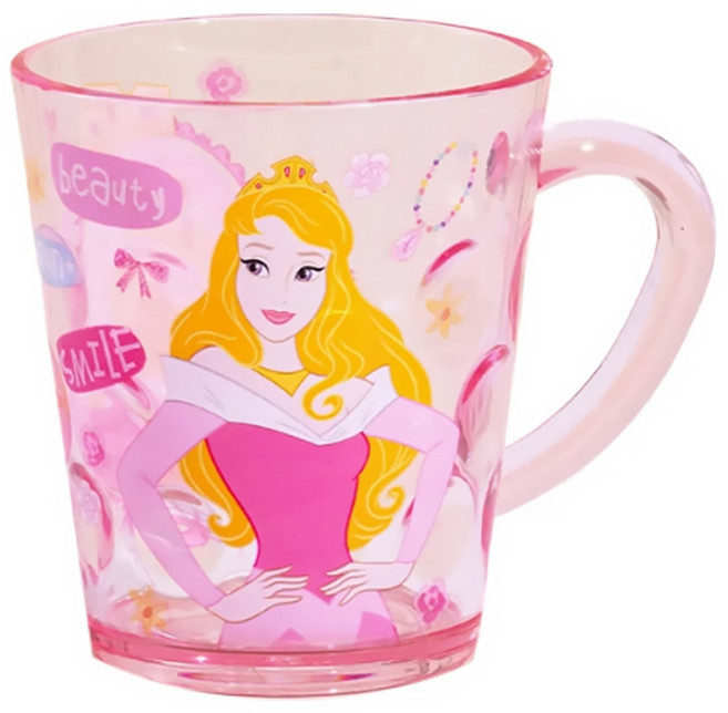 Disney Princesses 迪士尼公主 透明手把杯子 260ml, 透明粉, 1個