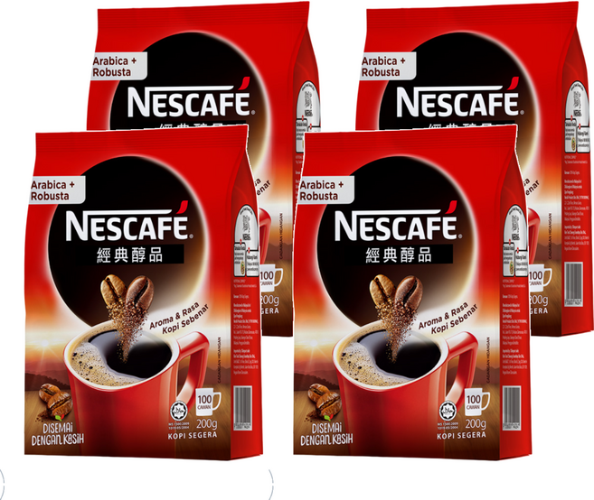 NESCAFE 雀巢咖啡 醇品經典風味補充包, 200g, 1包, 4包