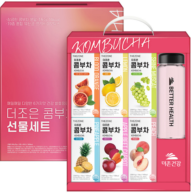 더존건강 더조은 콤부차 보틀 선물세트, 콤부차 6종 + 보틀 500ml, 1세트