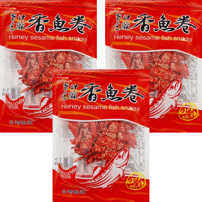 Chiao-E 巧益 香魚卷 蜜汁芝麻, 190g, 3包