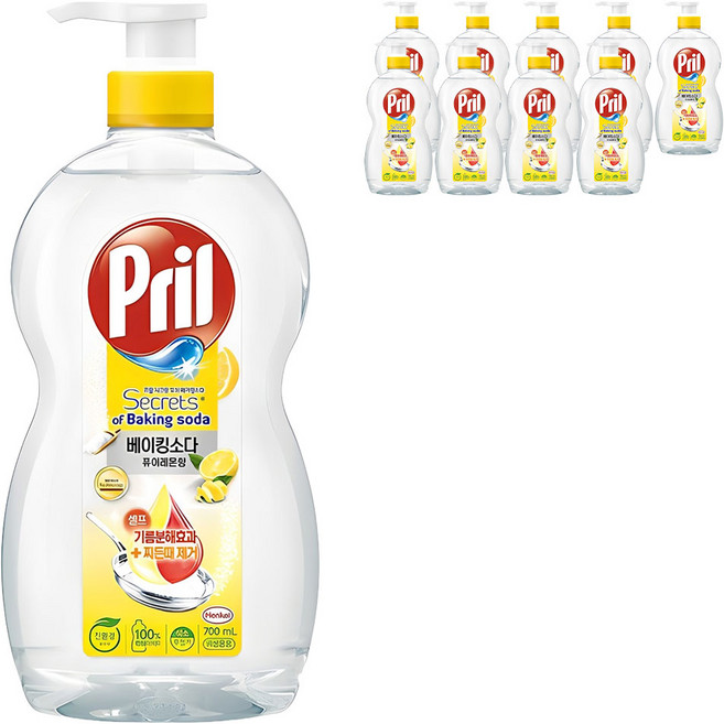 프릴 시크릿오브 베이킹소다 퓨어레몬향 주방세제, 700ml, 10개
