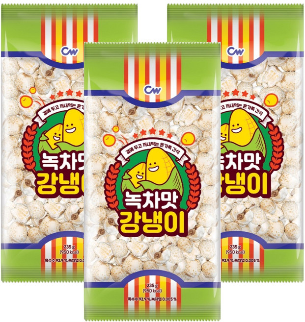 청우식품 녹차맛 강냉이, 3개, 235g