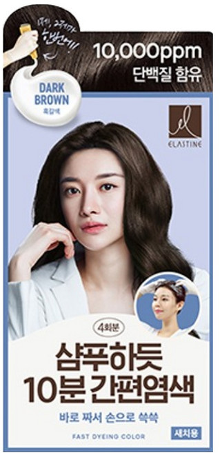 엘라스틴 샴푸하듯 10분 간편 일반염모제, 흑갈색, 1개