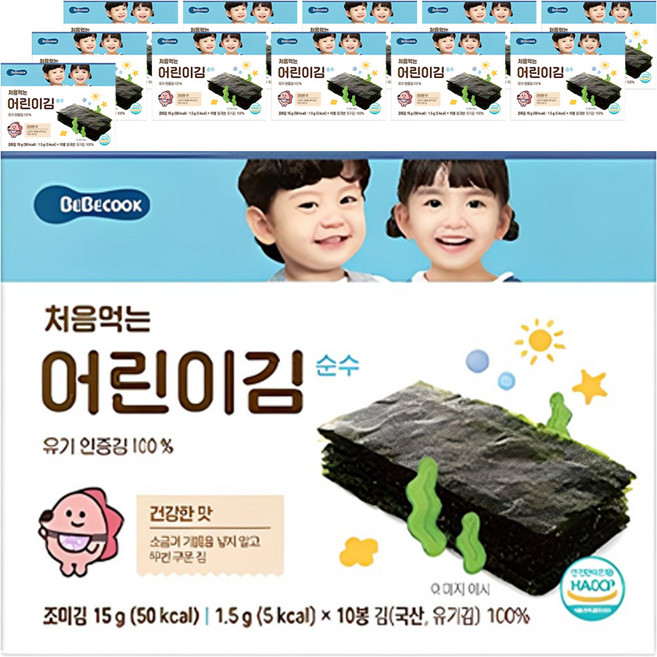 베베쿡 처음 먹는 어린이 김, 15g, 12개, 순수