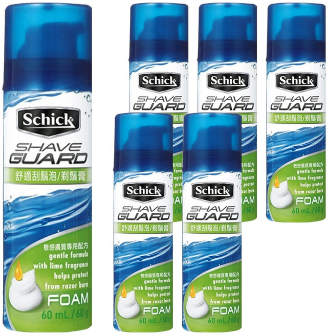Schick 舒適牌 刮鬍泡 敏感型, 60g, 6瓶