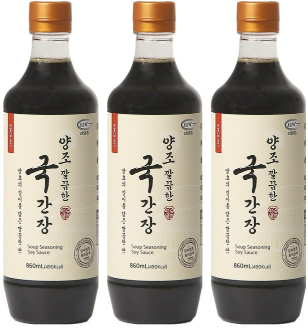 신앙촌 양조 깔끔한 국간장, 860ml, 3개