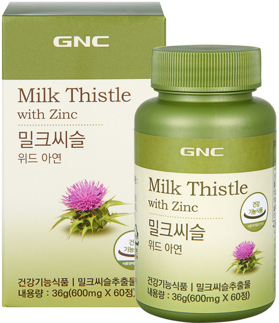 GNC 밀크씨슬 위드 아연 36g, 60정, 1개