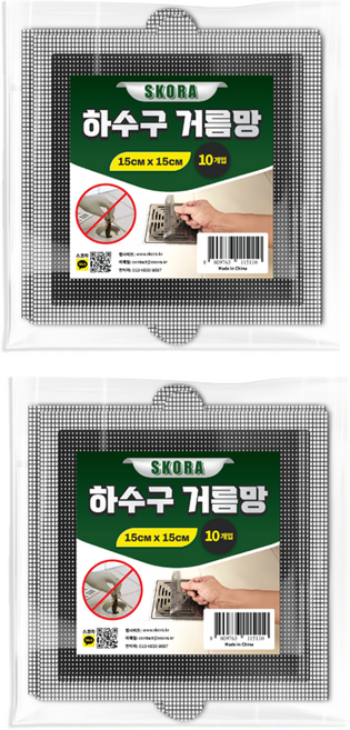 스코라 초강력 욕실 하수구 거름망 사각형 10p, 2개