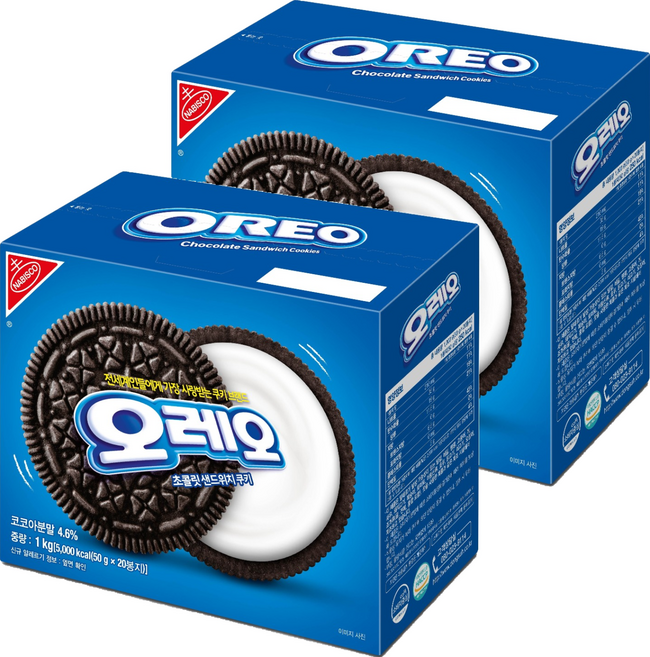 오레오 화이트 크림 초콜릿 샌드위치 쿠키, 1kg, 2개