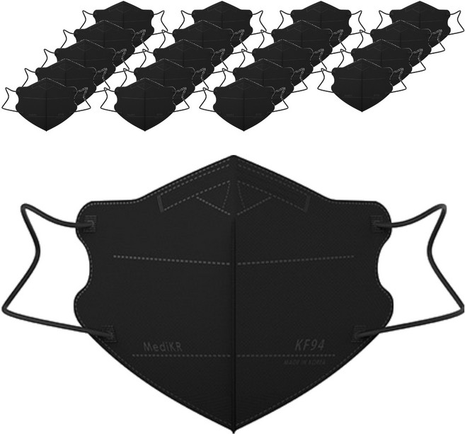 메디케이알 와이드 새부리형 황사방역마스크 아동용 KF94 소형, 25개입, 4개, 버니블랙