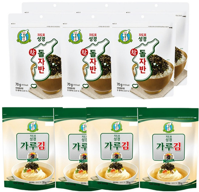 지도표 성경김 참돌자반 70g x 3p + 재래식 가루김 70g x 2p, 2세트