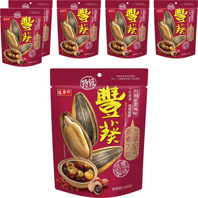 盛香珍 豐葵特級香瓜子 桂圓紅棗, 150g, 6個