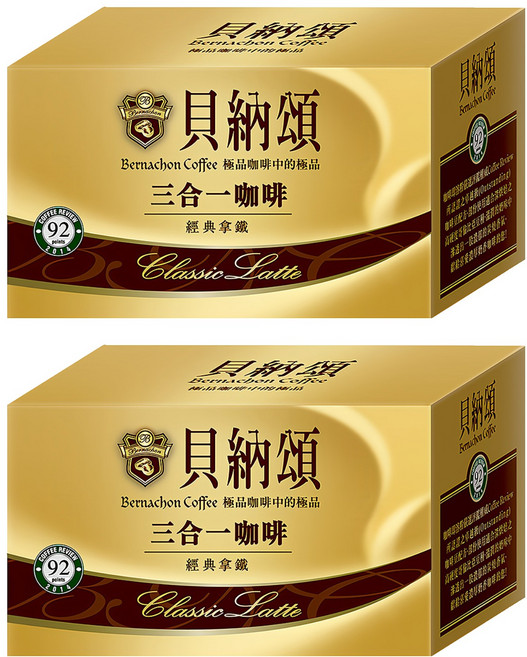 貝納頌 三合一咖啡 經典拿鐵, 20g, 25包, 2盒