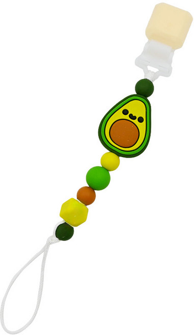 Loulou Lollipop 甜心版串珠固齒器 奶嘴鍊夾, 美味酪梨 綠色, 1條