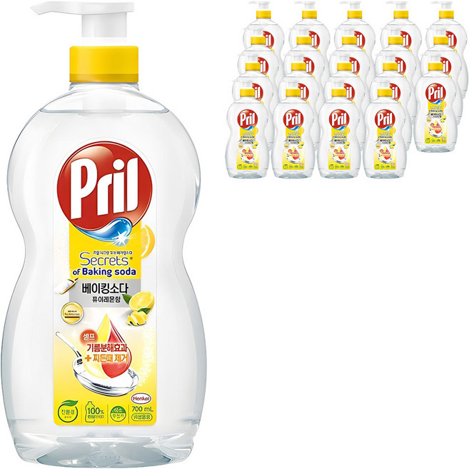 프릴 시크릿오브 베이킹소다 퓨어레몬향 주방세제, 700ml, 20개