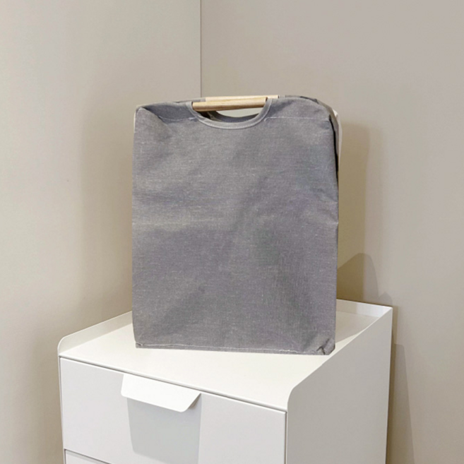 木把手洗衣籃, 日系霧灰