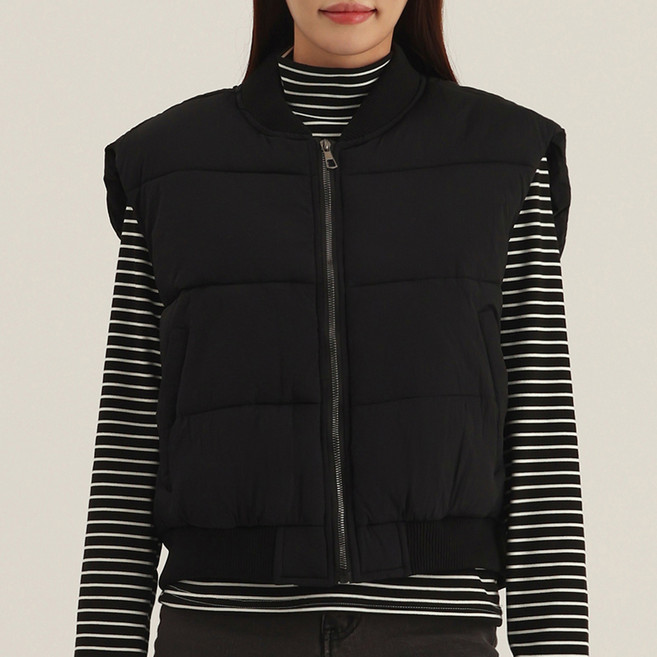 엘쏘 여성용 베이직 숏 패딩 조끼