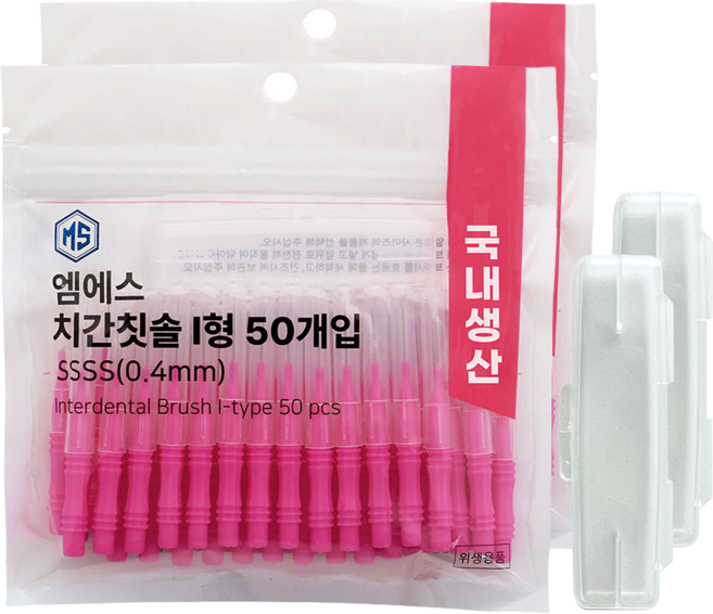 엠에스덴탈 I형 치간칫솔 SSSS, 0.4mm, 50개입, 2개