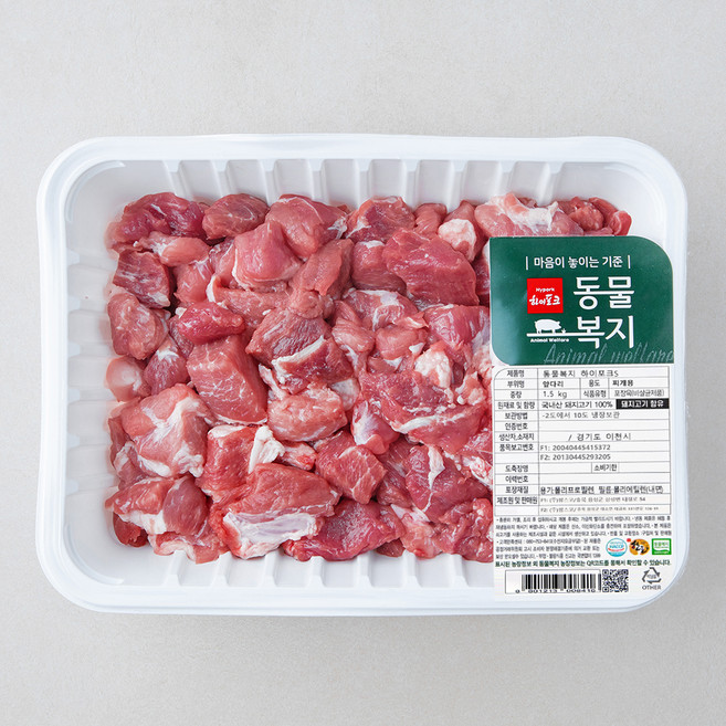 하이포크 동물복지 인증 한돈 앞다리살 찌개용 (냉장), 1.5kg, 4개