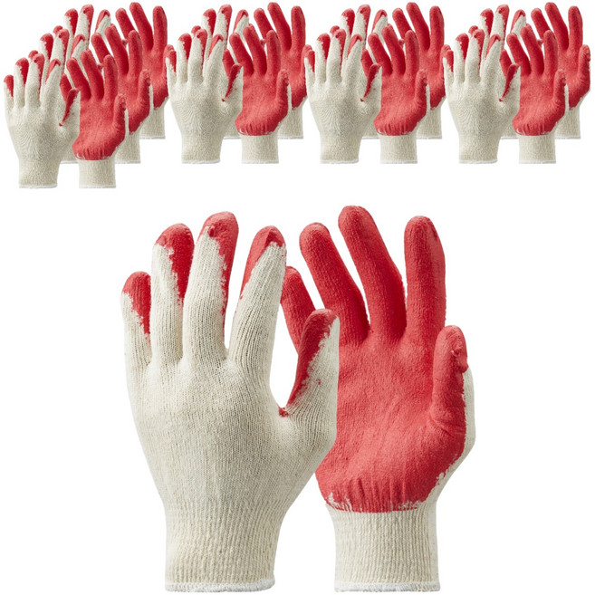 한우 면사 반코팅 작업 장갑 좌우 세트, 10개