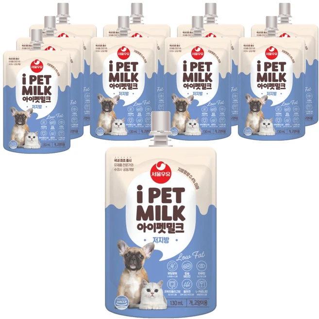 아이펫밀크 저지방 반려동물, 우유맛, 130ml, 10개 - 쿠팡