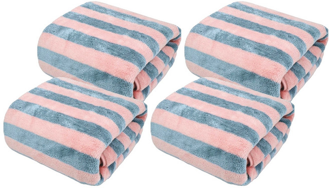 원이네 스트라이프 소프트 샤워타월 70 × 140cm, 블루핑크, 4개