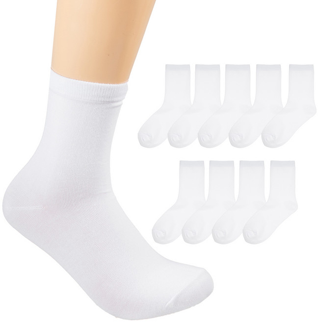 베이스알파에센셜 소프트 폴리 무지 중목 양말 10켤레 세트