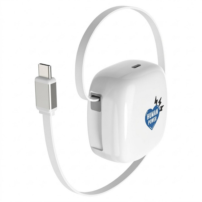 HUMAN POWER 35W Dual Port Retractable Cable 充電器 Fast Charging 白色 HU-RC35W