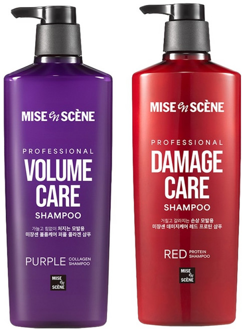 미쟝센 볼륨케어 퍼플 콜라겐 샴푸 680ml + 데미지케어 레드 프로틴 샴푸 680ml, 1개
