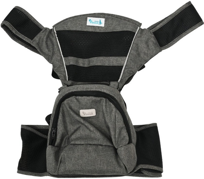 YODA 優的寶貝 透氣款儲物座椅式揹帶 內層網孔布料 透氣不悶熱 容量超大儲物 輕盈韌性, 冰石灰, 550g, 1組